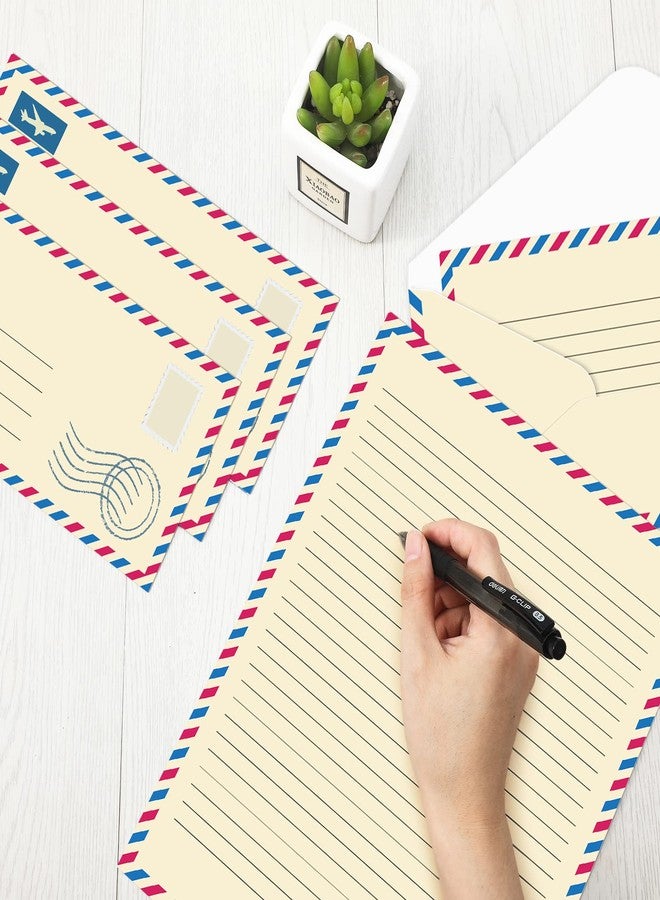 جونكين مجموعة من 200 ورقة كتابة وأظرف بتصميمات طيران عتيقة - 100 ورقة قرطاسية بريد جوي مقاس 11 × 8.5 بوصة، و100 ظرف مقاس 9.5 × 4.13 بوصة للرسائل - Image 5